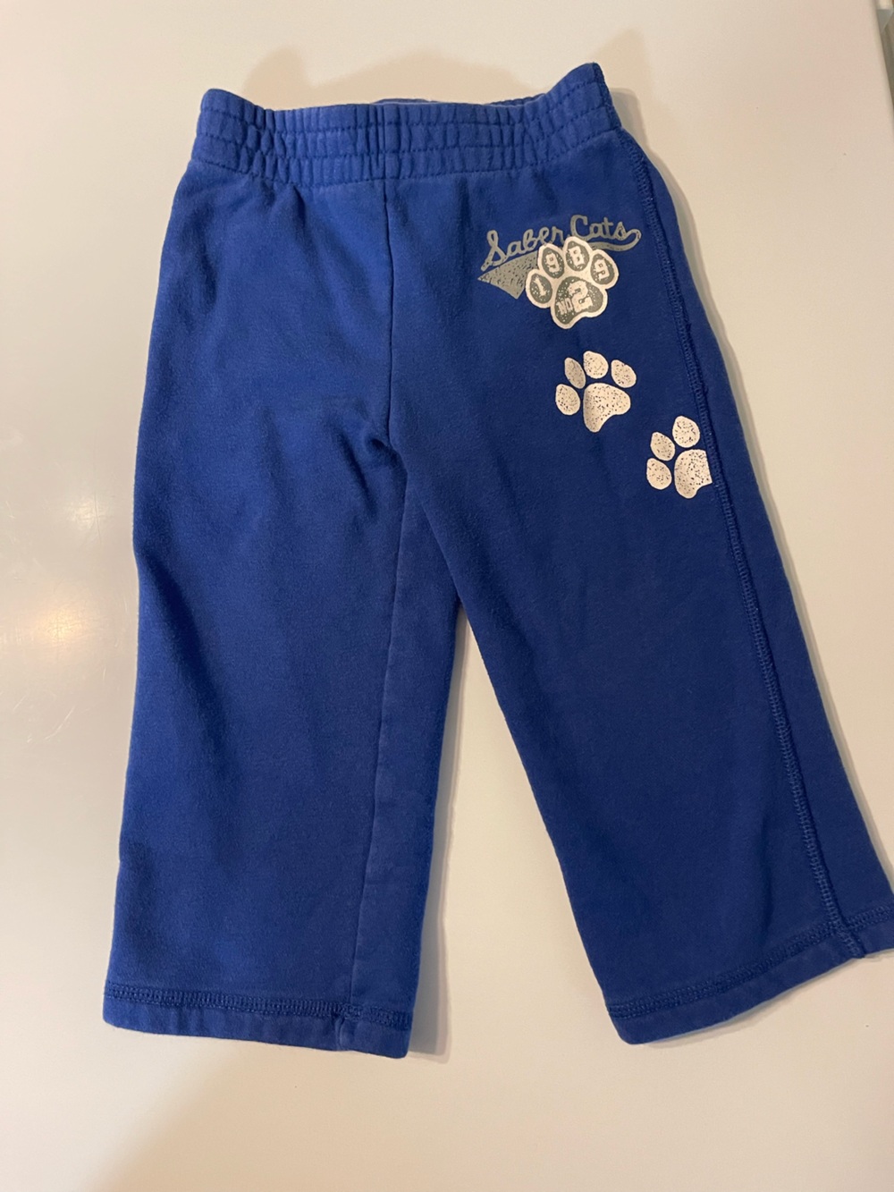 2T Vintage Inspired Sportswear Royal Blue Kids Sweatpants with Paw-Prints